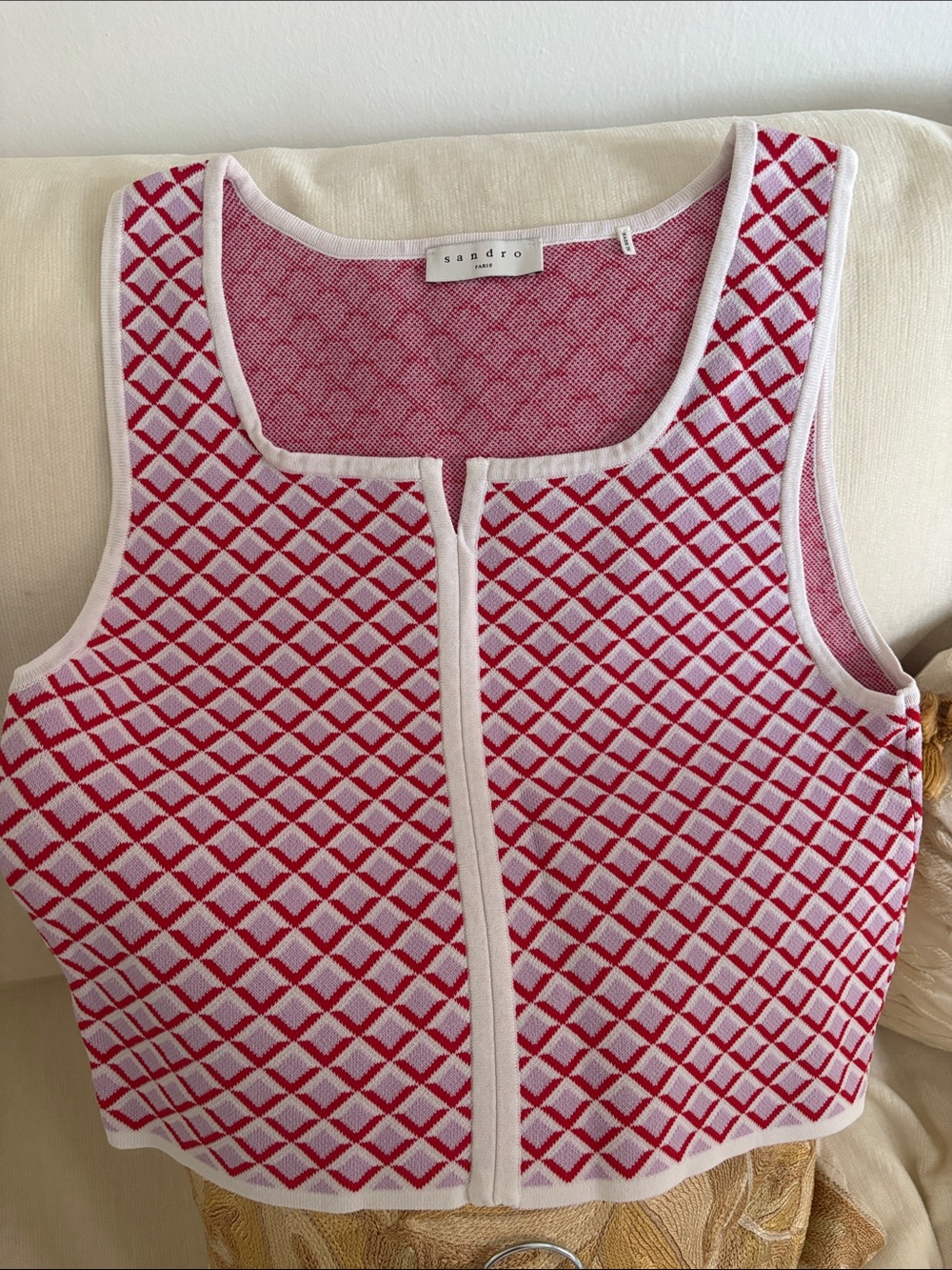 Sandro Matching Set Skirt & Top - Pink/Red Pattern - S - Picture 14 of 15